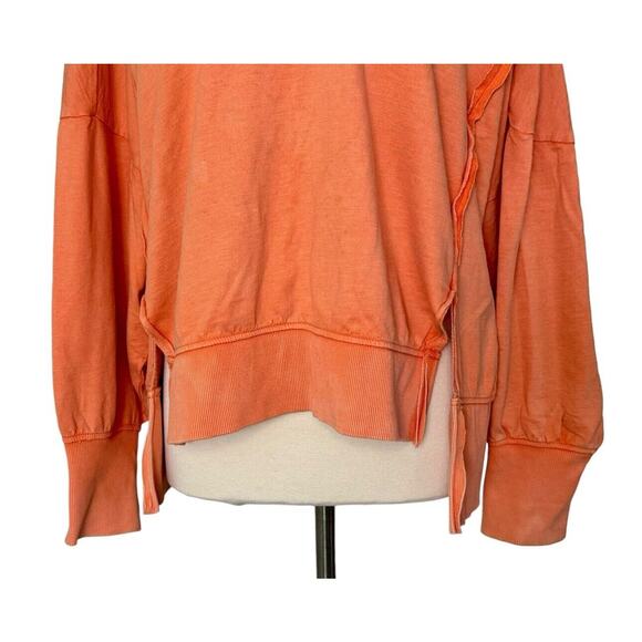 Anthropologie PILCRO Orange Pintuck Sweatshirt Top Size L - 100% Cotton - Picture 5 of 11